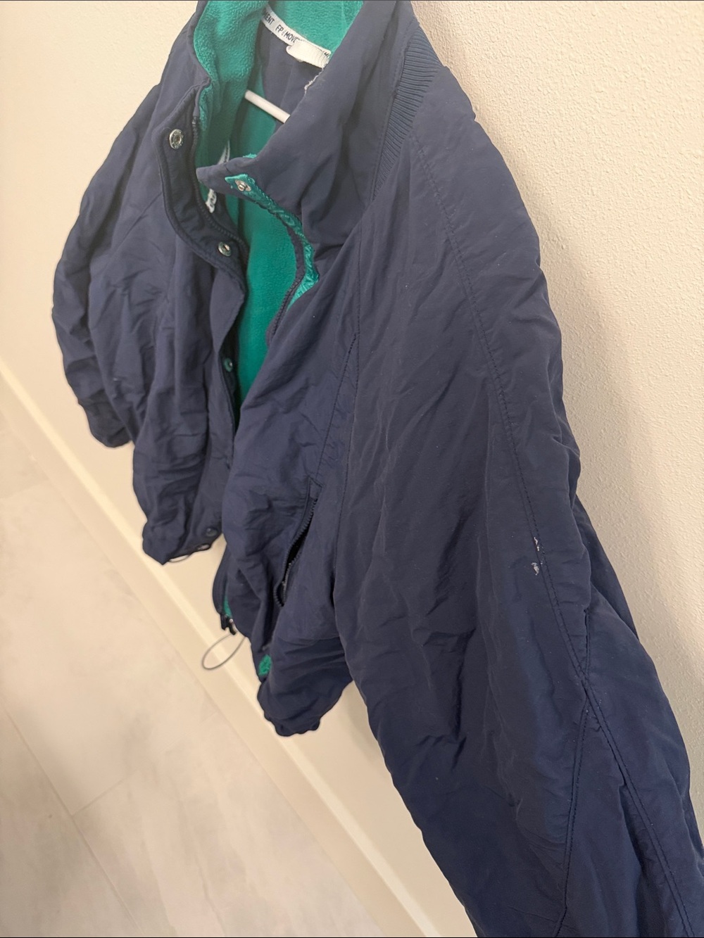 Free People Movement Navy Bomber Jacket with Green Lining - Picture 3 of 5